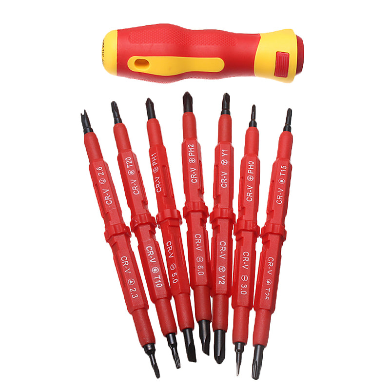 1 Set 8-Piece Multi-functional Electrician Screwdriver Insulated Screwdriver Plastic 18.5x15x4cm