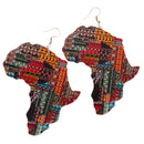 Color Ethnic Natural wooden African Map Tribal Club Lady Women Drop Dangle Earrings Costume Party Jewelry