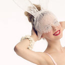 Masquerade Costume Party White Rabbit Long Ears Headband with Lace Mask
