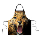 Women Men Fashionable Animal Cooking Craft Bar Adjustable Neck Strap Apron Waiter Chefs Kitchen Bib Leopard Print Design