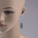 Retro Bohemian Cute Owl Shape Pendant Turquoise Beads Drop Dangle Earrings