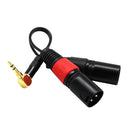 Dual 3 Pin XLR Male to Right Angle 3.5mm Stereo Jack Mic Audio Cord Cable