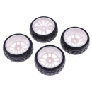 Pack of 4 Rubber Tires and Plastic Wheel Rims for HSP RC 1:10 on Road Car