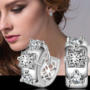 Elegant Women 925 Sterling Silver Ear Stud Crystal Zircon Hoop Earrings