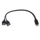 30cm USB A Male to 2Port USB Female Y-Splitter Extension Adapter Cable