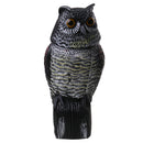 Plastic Owl Decoy Bird Scarer - Wind Activated Spinning Head + 3pcs Scerws