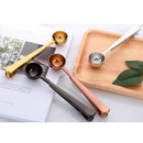 Coffee Measuring Stainless Steel Spoon Scoop With Bag Sealing Clip Black