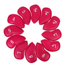 1 Set Of 12PCS PU Leather Golf Club Head Protection Cover Wedge Iron Putter Headcover Golf Sports Accessory Red