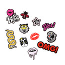 11pcs Embroidered Patches Cartoon Animals&Words Applique Iron on Clothing