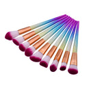 9pcs Colorful Scrub Gradient Color Makeup Brushes Set Cosmetic Face Powder Foundation Blush Eyeshadow Lip Blusher Brush Kit Purple Hair
