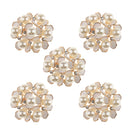 5 Pieces Crystal Diamante Pearl Flower Brooch Button DIY Bridal Wedding Bouquet 35mm
