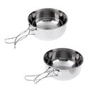 2 Pieces Stainless Steel Folding Camping Picnic Mess Tin Bowl Cookware Set