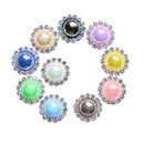 10 Pieces Mixed Color Crystal Pearl Rhinestone Flatback Buttons DIY Decoration 18mm