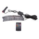 4 in1 12 LED RGB Car SUV Floor Decorative Strip Lights Music with Remote Control