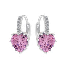 Lady Fashion Stud Earings Pink Rhinestone Heart Shape Drop Dangle Earrings Jewellry