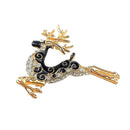 Multifunctional Necklace/Brooch Pin Crystal Christmas Reindeer Pendant Chain