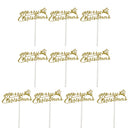 10pcs Merry Christmas Deer Elk Cake Topper Christmas Party Decoration Gold