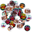 50 Pieces 20 mm Vintage Shabby Chic Cartoon Wooden Buttons Flatback Sewing Craft