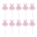 10 Pink Ballet Dress Wedding Birthday Cake Cupcake Topper Food Picks Accessories