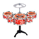 Cool Playing Drum Sound Musical Toy Drum Percussion Instruments Set Kids Play Fun Birthday Gift - 5 Drums Red