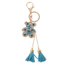 Tassel Bear Charm Pendant Crystal Purse Bag Car Phone Key Chain Ring Keychain Keyring Blue