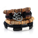 Multilayer Leather Bracelet Heart Charm Adjustable Tribal Cuff Wristband