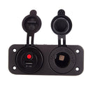 2-Hole Panel USB Charger Voltmeter 12V Socket with Cigarette Lighter