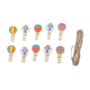Cartoon Wooden Clip Wood Balloon Kid Party for Book/Photo/Card 10pcs