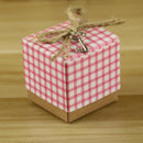 50Pcs Pink Square Cube Kraft Paper Candy Packing Box with Lid Wedding Supplies