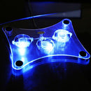 USB Cooler Cooling Stand Holder Blue LED Light Fans Radiator for Laptop