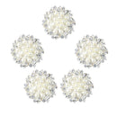 5 Pieces Beige Alloy Crystal Pearl Flower Buttons Jewelry Making Findings 32mm