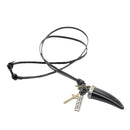 Fashion Pine Animal Tooth Pendant Long Black PU Leahter Sweater Necklace 1Pc
