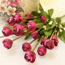 Faux Silk Plastic Artificial Rose Autumn Lotus Shape Flowers Wedding Party Home Office Decoration Red Gold