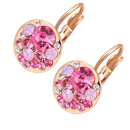 Women Jewellry Crystal Rose Gold Round Pink Rhinestone Cube Stud Earrings
