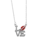 Women Crystal Rhinestone Rugby LOVE Letter Pendant Necklace Charm Jewelry