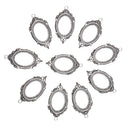 10Pcs Antique Silver Craft Alloy Oval Metal Lace Hollow Pendant Necklace