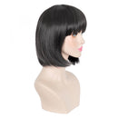 Natural Black Short Straight Bob Wig Human Hair Full Head Wigs Soft Silky Women Girl Fancy Dress Accessories for Party Cosplay Custume