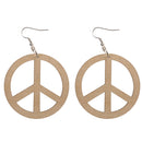 Anti-war Peace Wooden Pendant Hook Earrings DIY Jewelry Findings 48mm