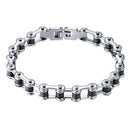 Stainless Steel Bicycle Chain Bracelet Biker Men's Jewelry Silver Black Motorcycle Bangle