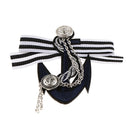 Vintage Striped Fabric Anchor Design Nautical Themed Brooch Pins Fashion