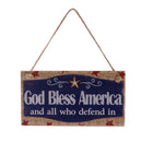 American USA Patriotic Wooden Hanging Plaque Sign-God Bless America