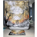 Home Hotel Bathroom Shower Room Door Window Decor Forest Tiger Print Charms Extra Long Fabric Bath Shower Curtain With 12 Hooks