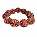 Tibet Tibetan Buddhist Buddha Prayer Beads Bracelet Bamboo Engraving Flower