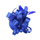 Women Satin Feather Fascinator Hair Clip Cocktail Hat for Wedding Church