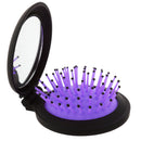2 in 1 Round Folding Comb Massage Brush w/ Mirror Healthcare Purple