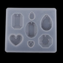 Cabochon Gem Jewelry Silicone Mold Mould with Hole Oval Teardrop Heart Octagon Shape, for Polymer Clay, Crafting, Resin Epoxy, Pendant Earrings Making