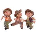 Set of 3pcs Different Pose Resin Straw Hat Boy Dolls Garden Flower Pot Hanging Decor Kits Playset