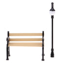 1:12 Dollhouse Furniture Mini Metal Bench with Street Lamp Garden Patio Accessories