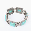 Tibetan Silver Bohemian Vintage Turquoise Bangle Bracelet Stretch Gypsy Jewelry
