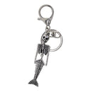 Tibetan Silver Halloween Steam Punk Mermaid Skeleton Skull Charms with Lobster Clasp Jewelry Making Pendants Findings for DIY Keychain Key Ring Keyring